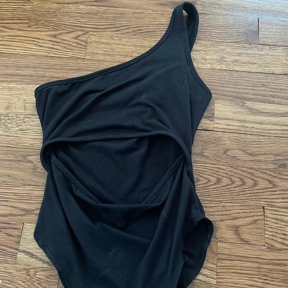 Publik one shoulder cutout bodysuit - black